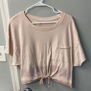 Offline by Aerie Tie Dye Tie Front Cropped T-Shirt NWOT